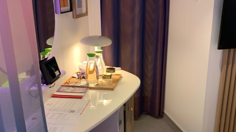 Storage in cabin 12354A - showing the floorplan changes due to its position at the front of the ship