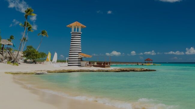 Lighthouse on a beach in the Dominican