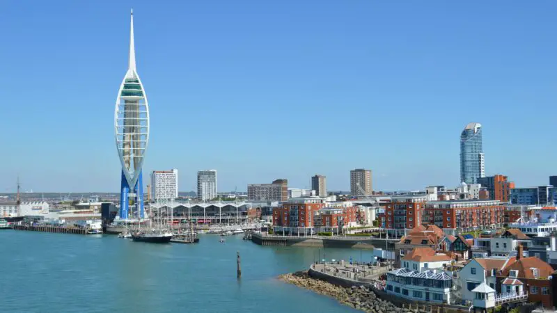 A view of the Portsmouth skyline with the Spinnaker tower in the distance