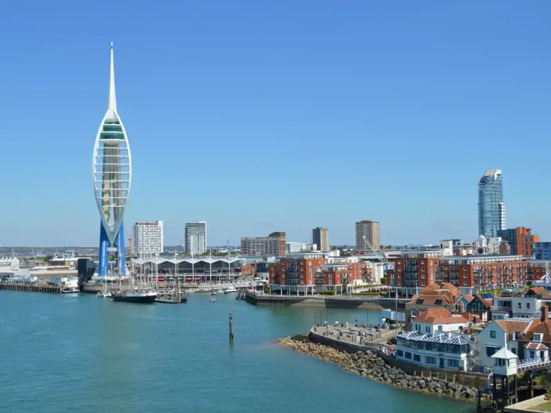A view of the Portsmouth skyline with the Spinnaker tower in the distance