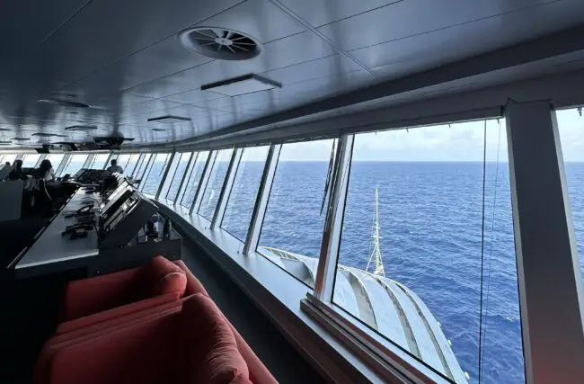 360 View of the bridge during behind the scenes tour looking out to sea