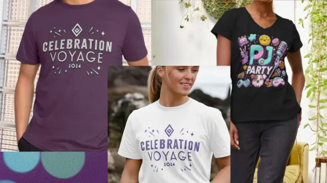 T-shirts with 'Celebration Voyage' on the front