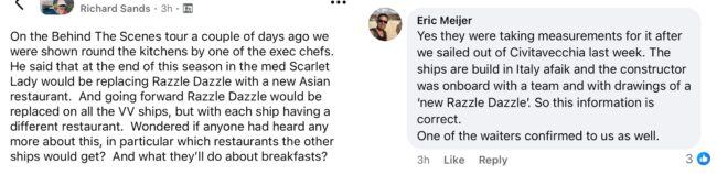 Sailor Comments on Facebook about the rumored new restaurant