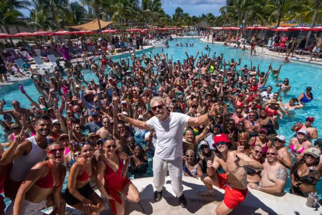 Sir Richard Branson at the 2024 Valiant Lady Celebration Voyage in Bimini