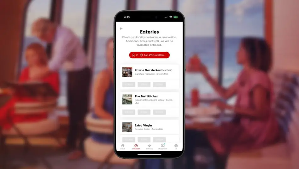 Virgin Voyages Dining Reservations on the App