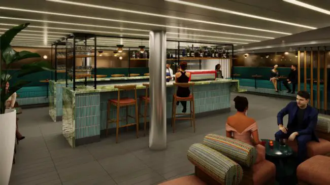 A rendering of Grounds Club Too inside The Galley (post Scarlet Lady dry dock) - Night