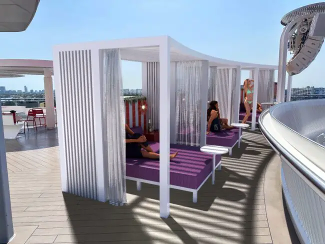 Rendering of Scarlet Lady's new VIP Cabanas