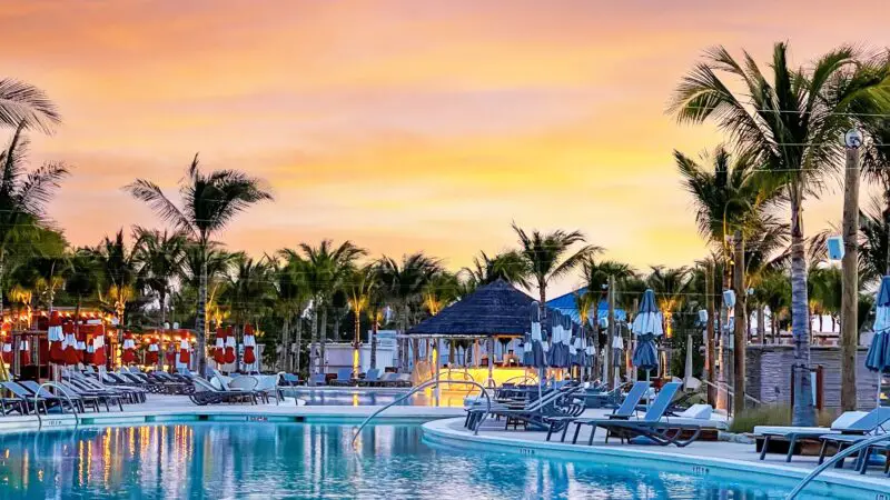 The Beach Club at Bimini pool at sunset