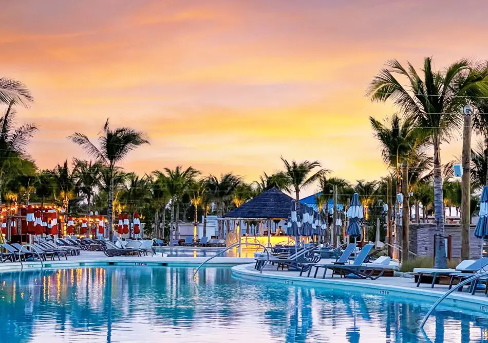 The Beach Club at Bimini pool at sunset