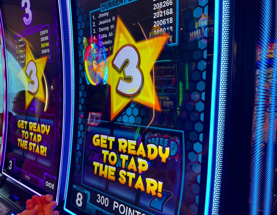 The Bonus Game includes tapping stars as fast as possible at Tournamentys: The One with the Slots