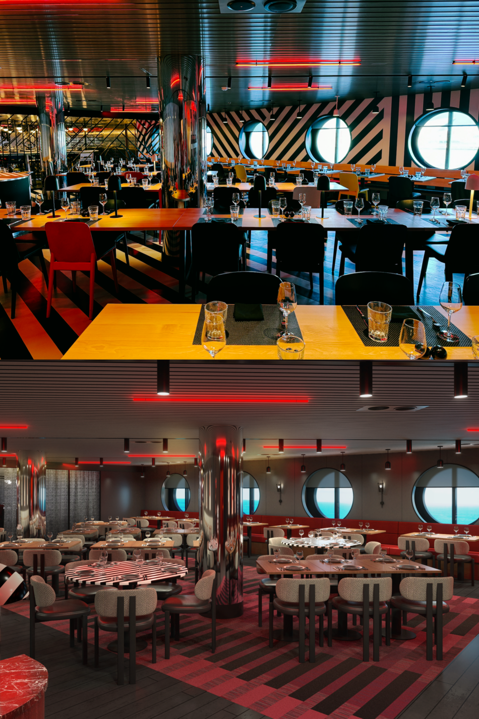 Scarlet Lady Dry Dock - Razzle Dazzle Interior Comparison