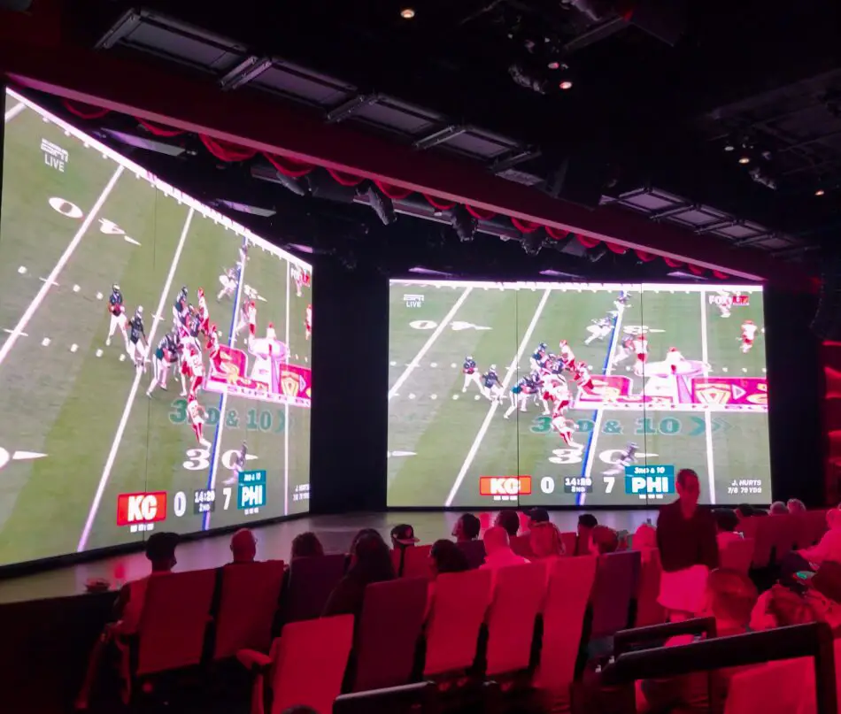 For major events the Red Room will be setup with game screens, pictured Super Bowl 2025