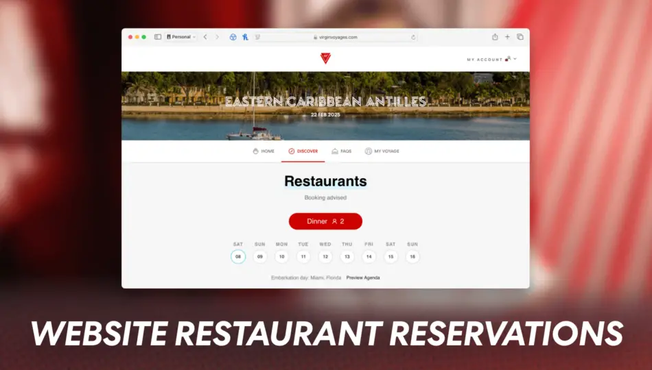 Virgin Voyages has added restaurant reservations to the web