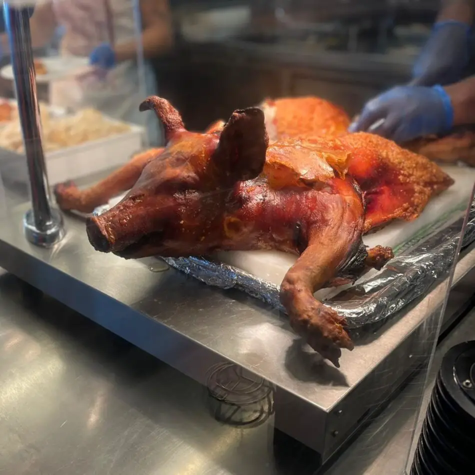 Mojo-marinated whole suckling pig