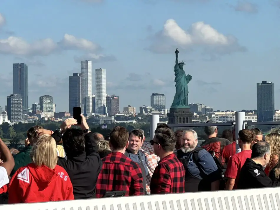 Sailors and crew waved their first hello to The Statue of Liberty onboard Brilliant Lady