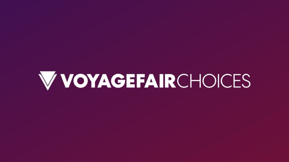 VoyageFair Choices logo on a purple gradient background