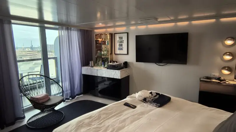 Virgin Voyages cruise ship suite 12255Z with balcony view