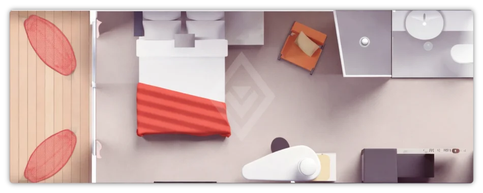 Sea Terrace - (Slightly) Smaller Balcony - Example Cabin Layout