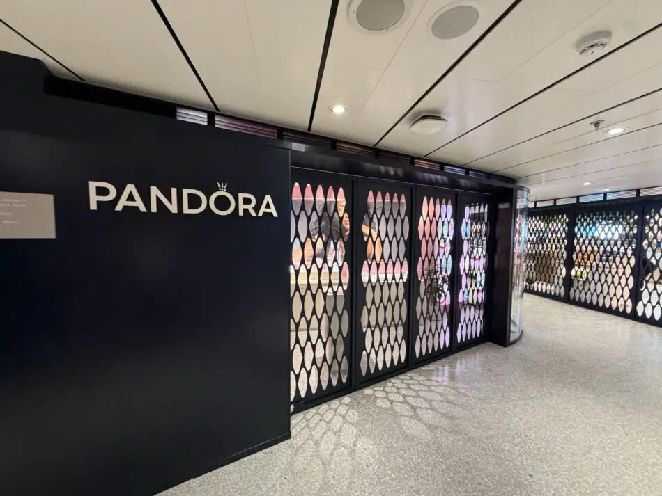 Pandora storefront on a Virgin Voyages cruise ship