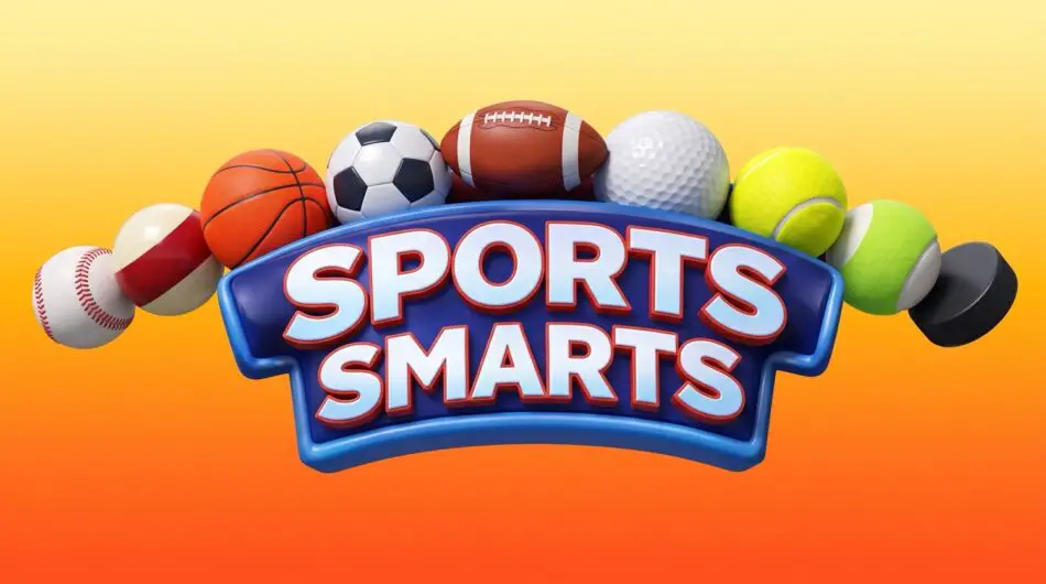 Sports Smarts banner surrounded by assorted sports balls