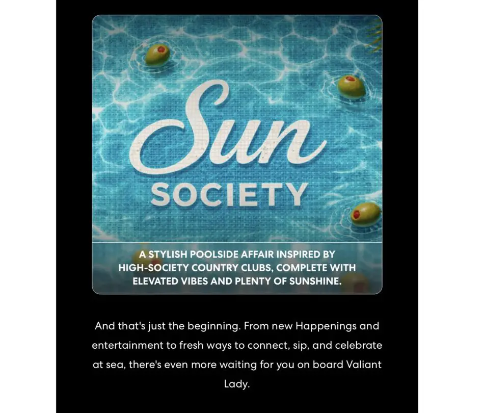 A screenshot of Sun Society text on a blue pool background in an email