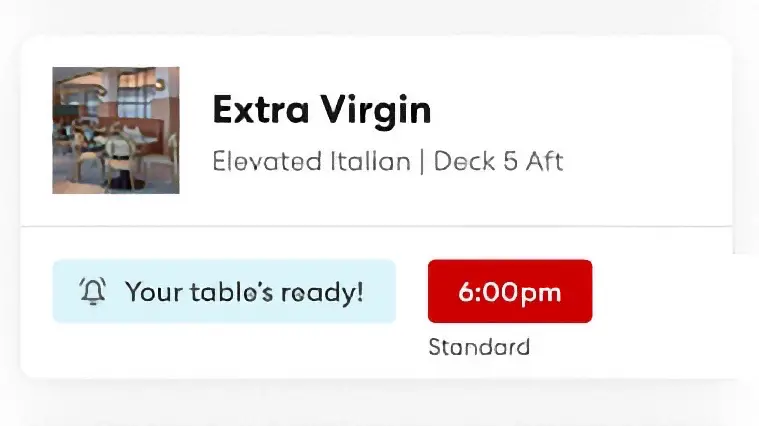 Extra Virgin cabin on a Virgin Voyages cruise ship, Elevated Italian on Deck 5 Aft