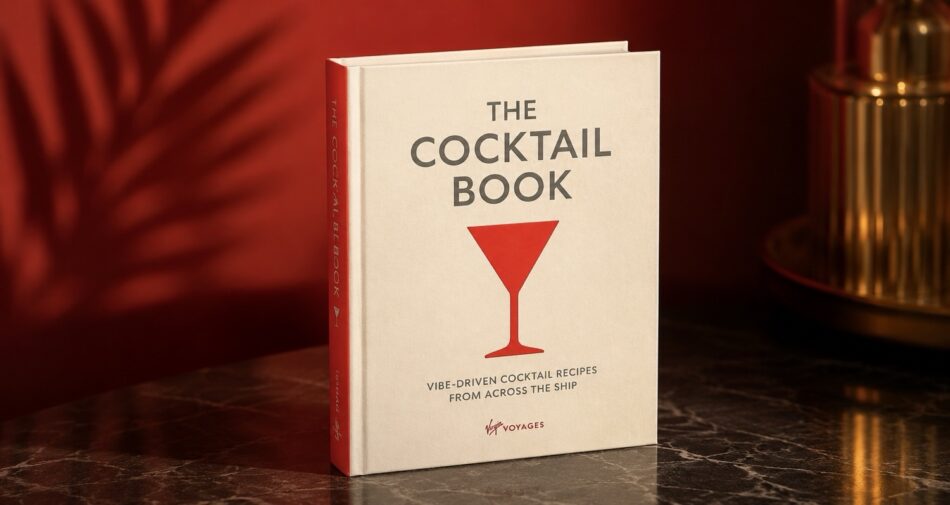 The Cocktail Book cover with a red martini glass illustration on a marble table