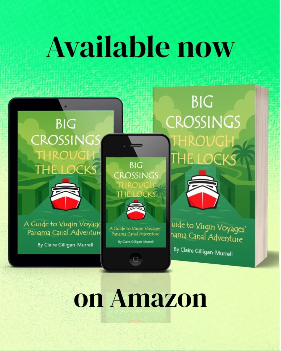 Big Crossings Through the Locks book cover promo with Virgin Voyages Panama Canal Adventure available on Amazon