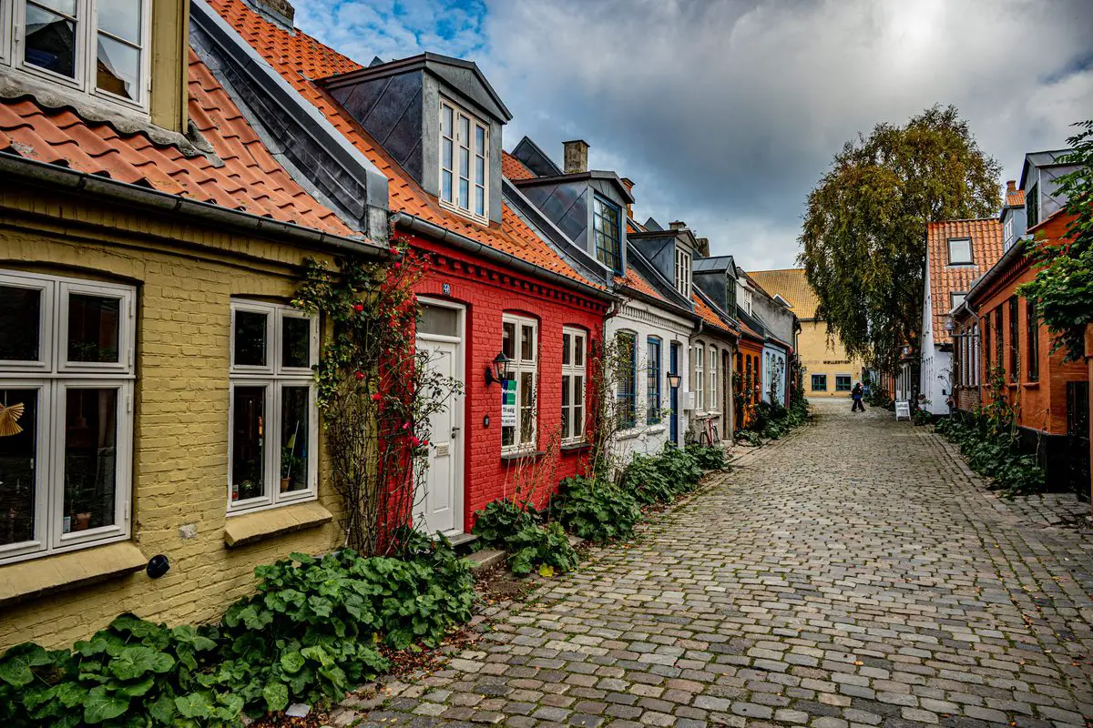 Colourful houses on Møllestien, Aarhus