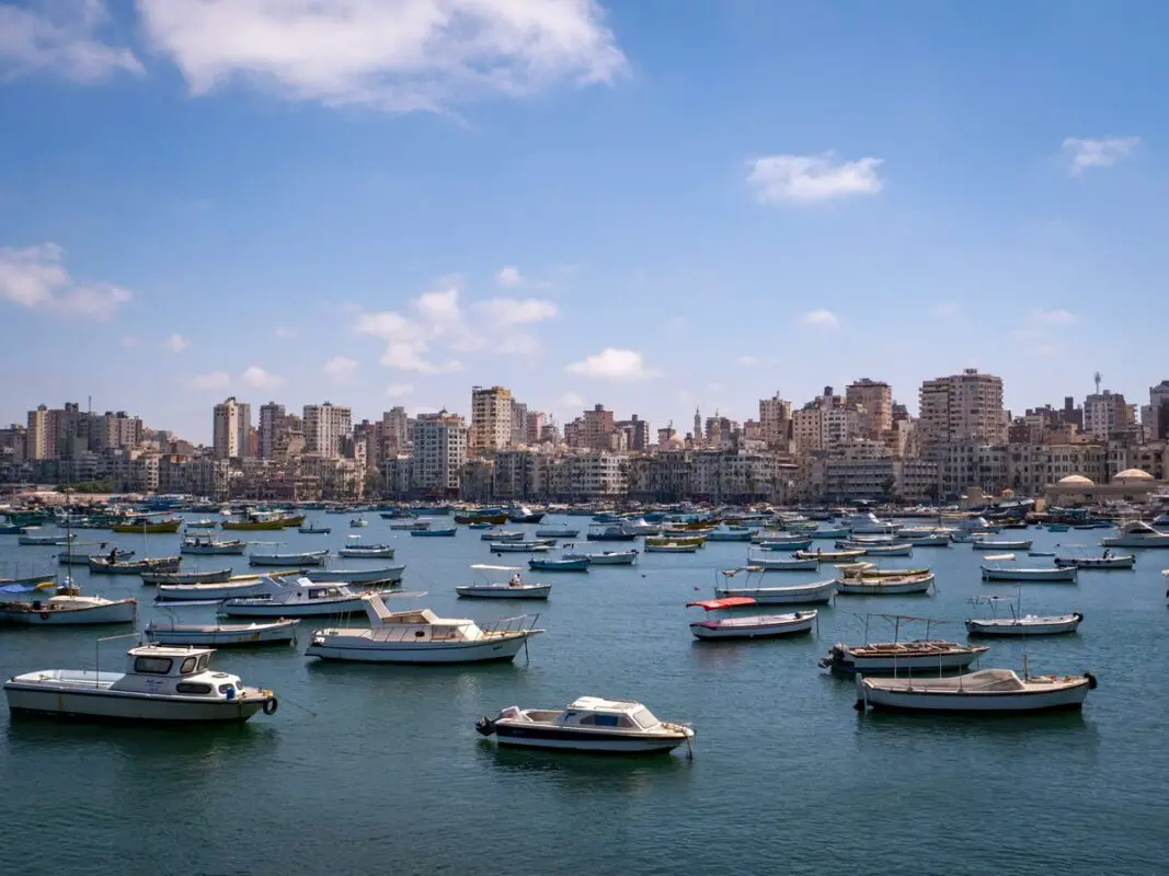 Alexandria harbour viewed from the citadel, Egypt