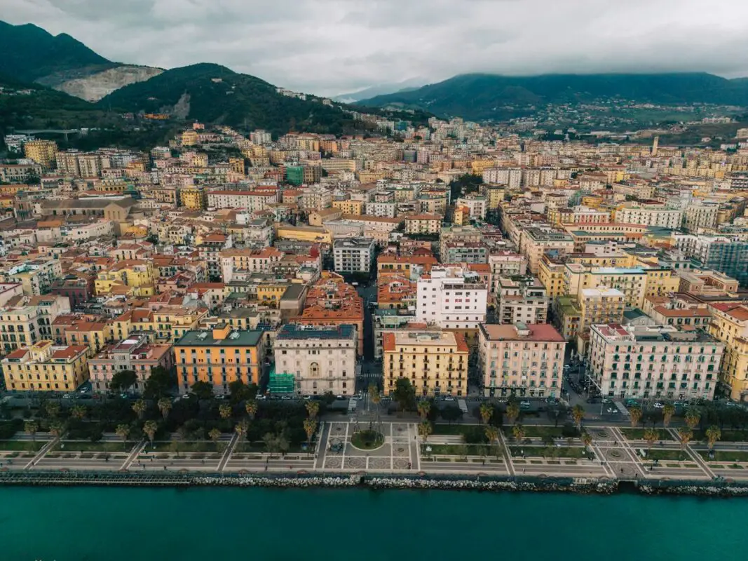 Salerno waterfront and city, Italy