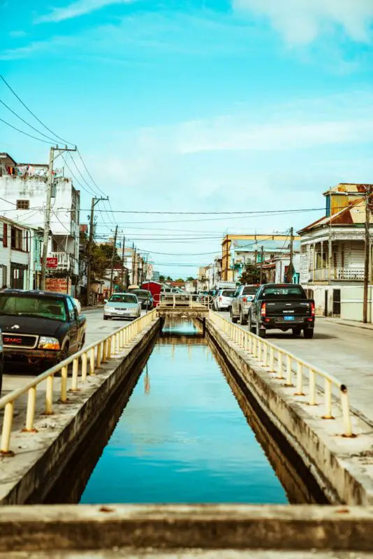 Canal and street scene in Belize City