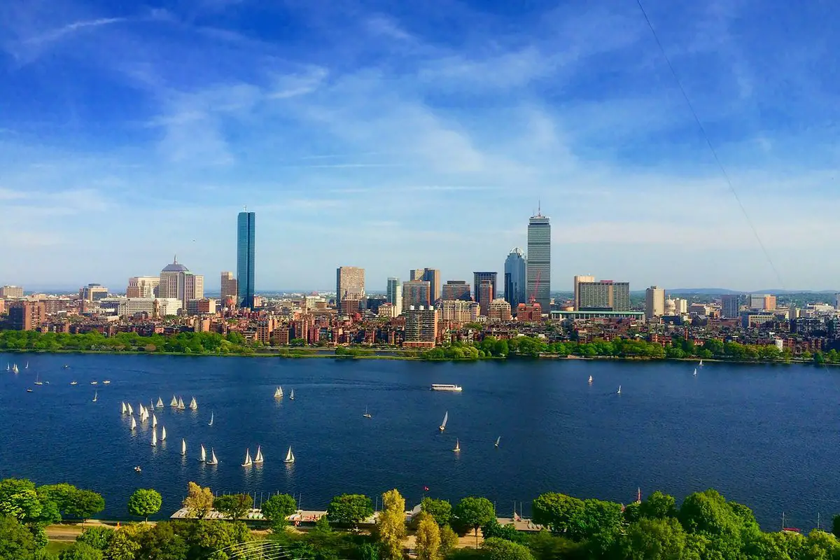 Boston skyline across the Charles River, Massachusetts