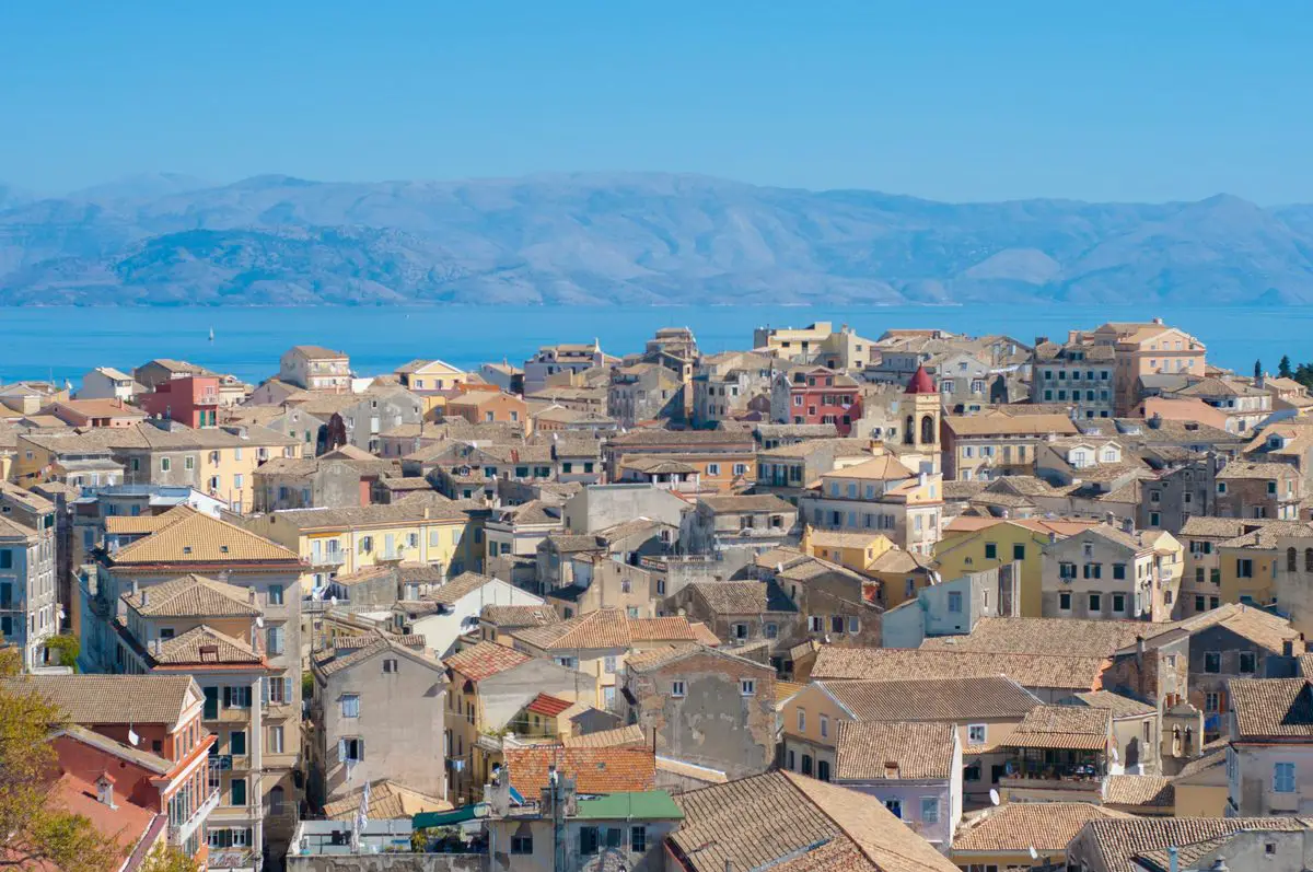 Corfu old town and the sea, Greece