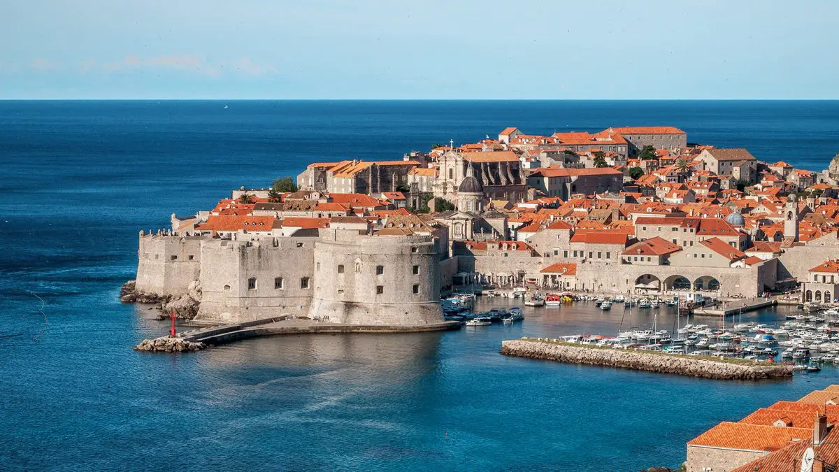 Dubrovnik old harbour and city walls, Croatia
