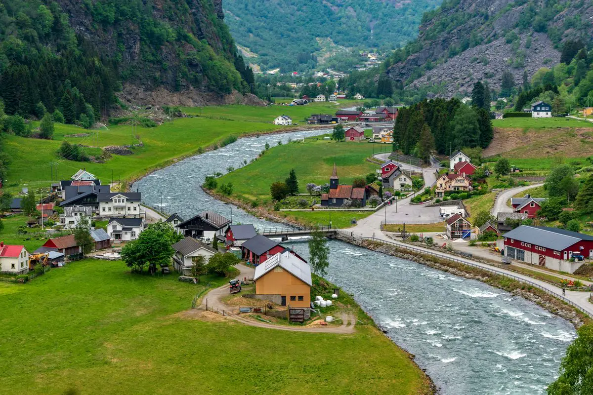 Flåm village and the Flåmsdalen valley, Norway