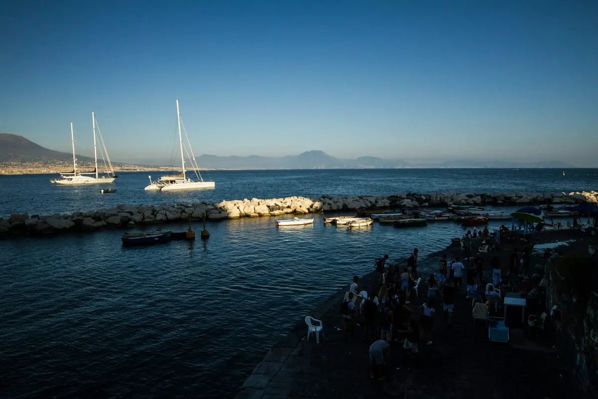 Boats along the Naples waterfront, Italy