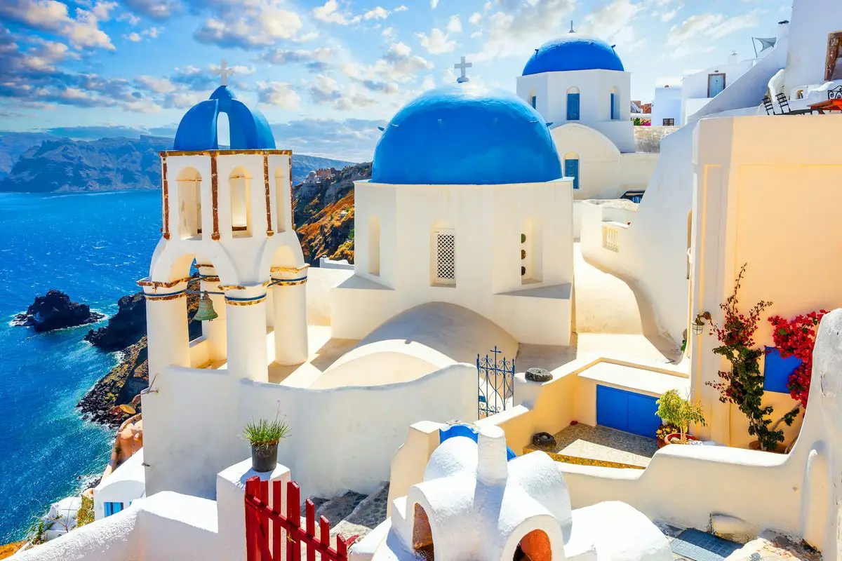 Blue-domed churches in Oia, Santorini
