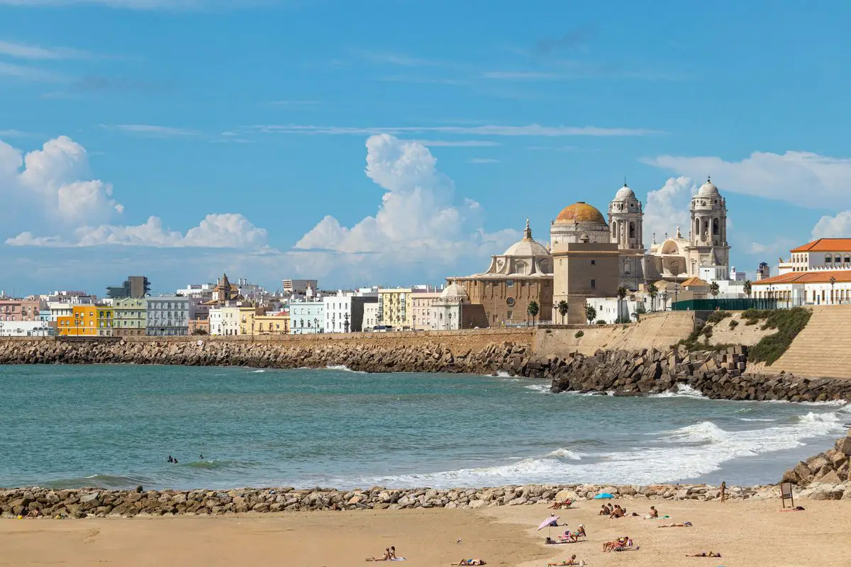Cádiz cathedral and seafront, Spain