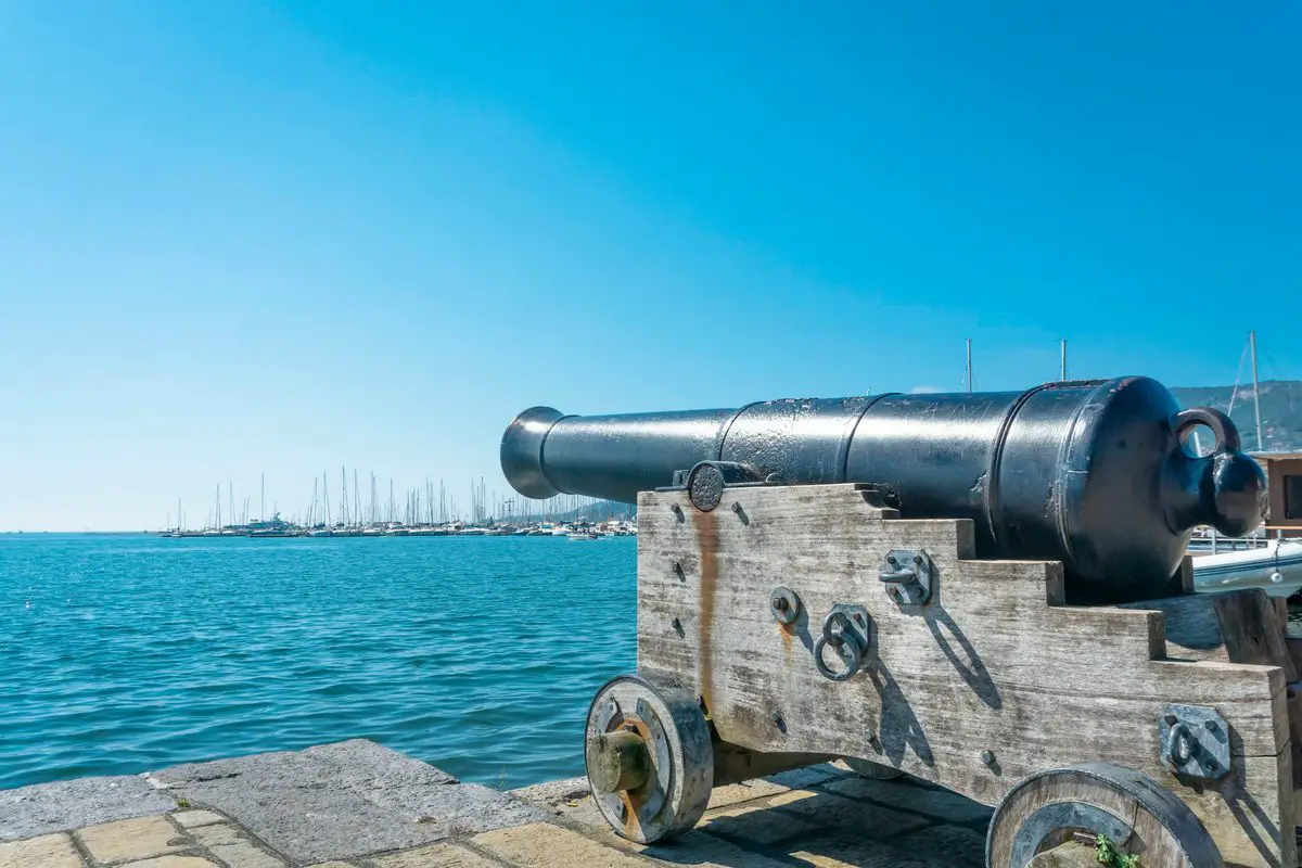 Historic cannon on the La Spezia waterfront, Italy