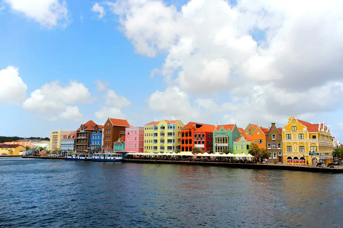 Colourful Handelskade waterfront in Willemstad, Curaçao
